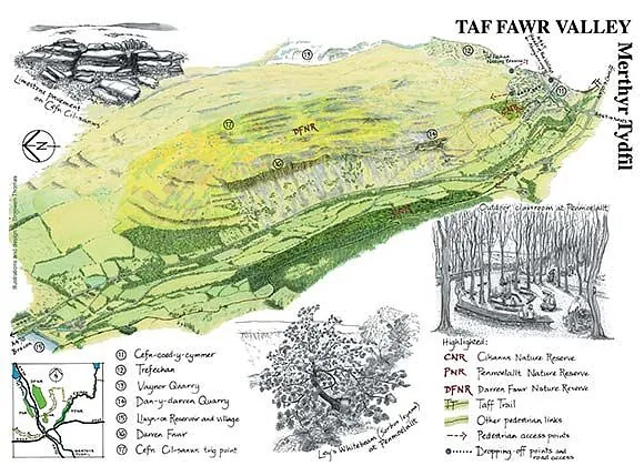 Illustrations for Various Interpretation Applications, Taf Fechan & Taf Fawr Valleys, Merthyr Tydfil